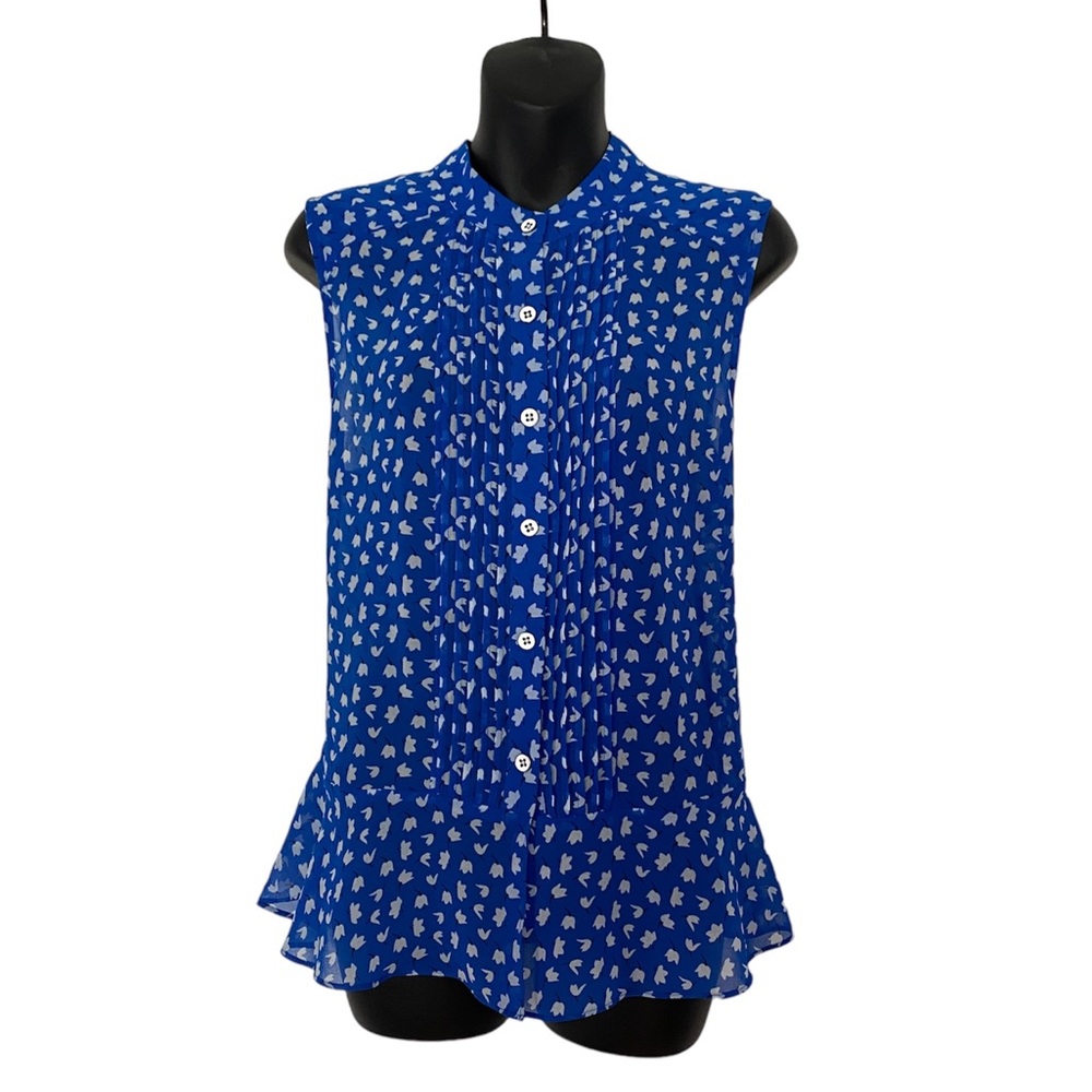 CAbi Electric Blue Pintuck Sleeveless Blouse Style 5530